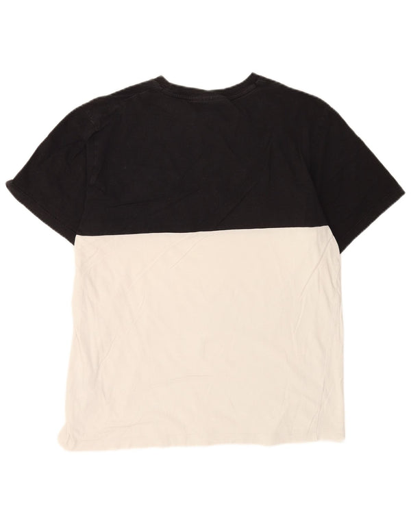 Fila Herren Grafik-T-Shirt-Oberteil aus mittelschwarzer Colourblock-Baumwolle