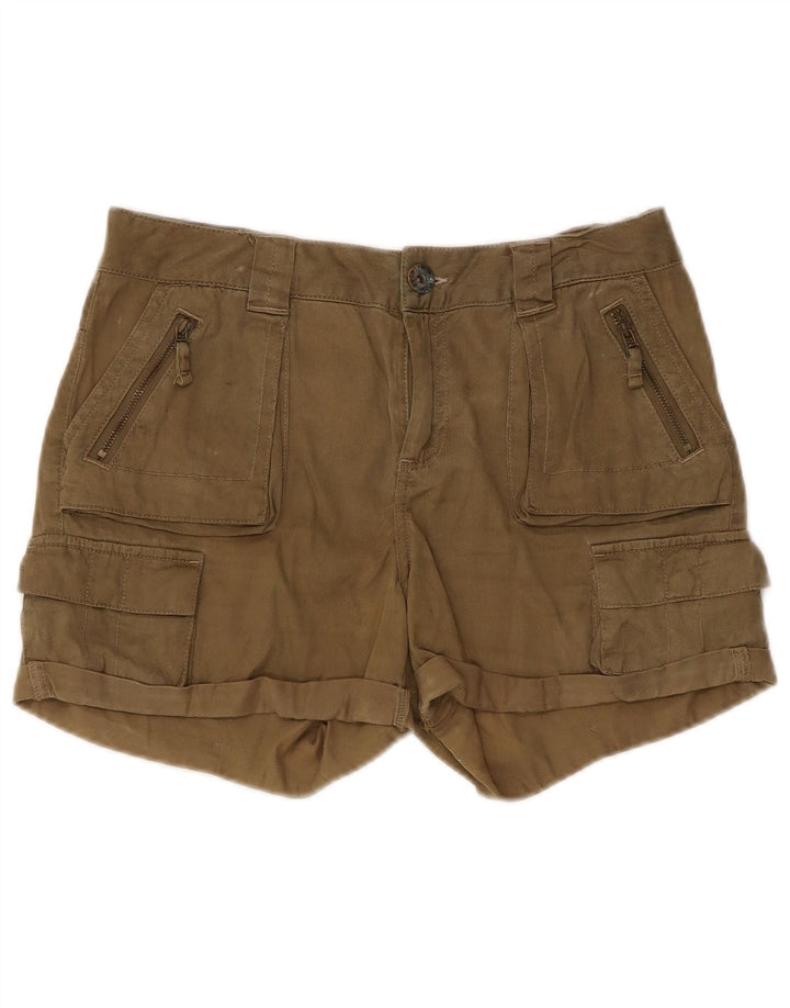 Topshop Damen Cargoshorts UK 8 Small W30 Khaki Lyocell