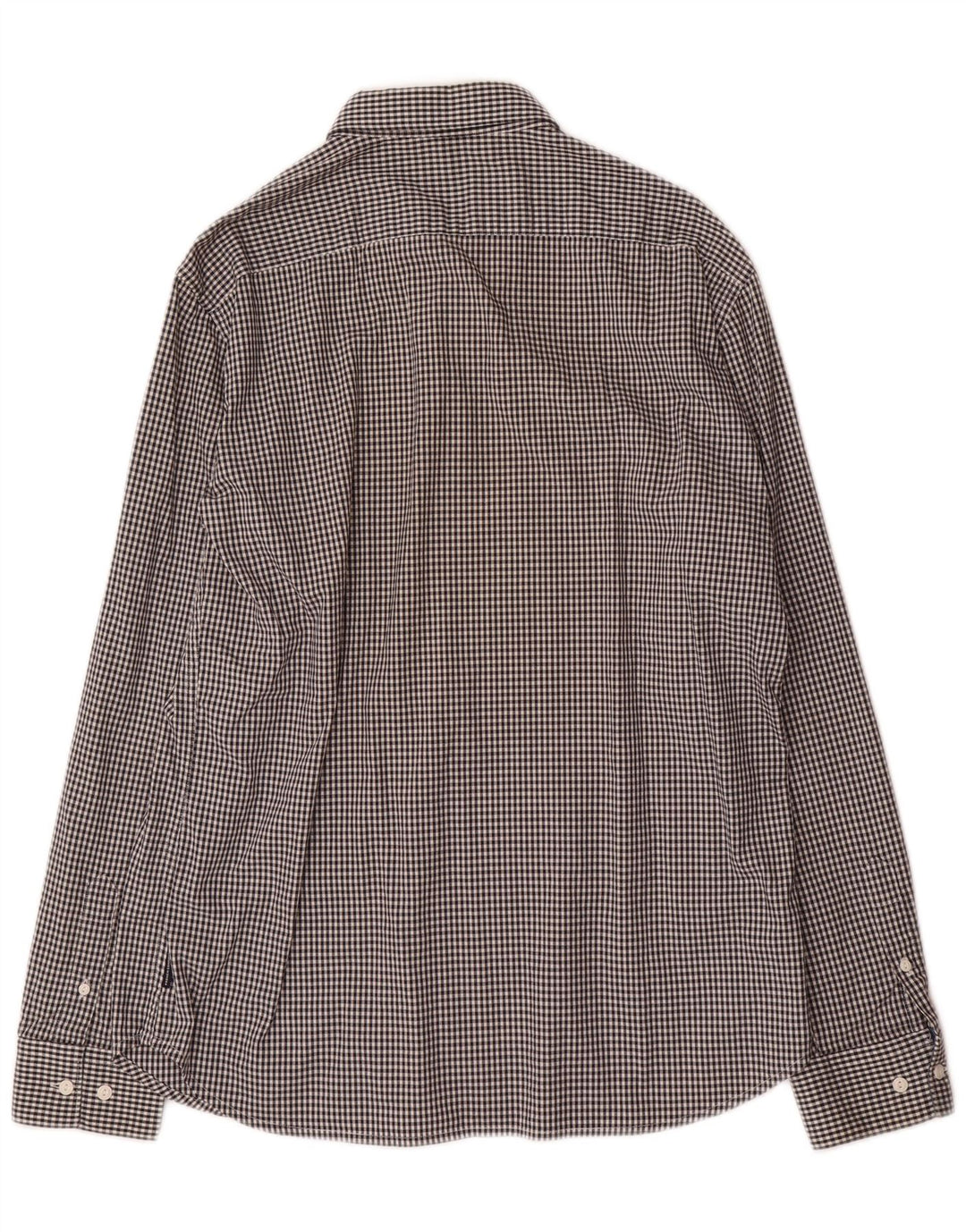 FRENCH CONNECTION Herrenhemd, groß, schwarze Gingham-Baumwolle