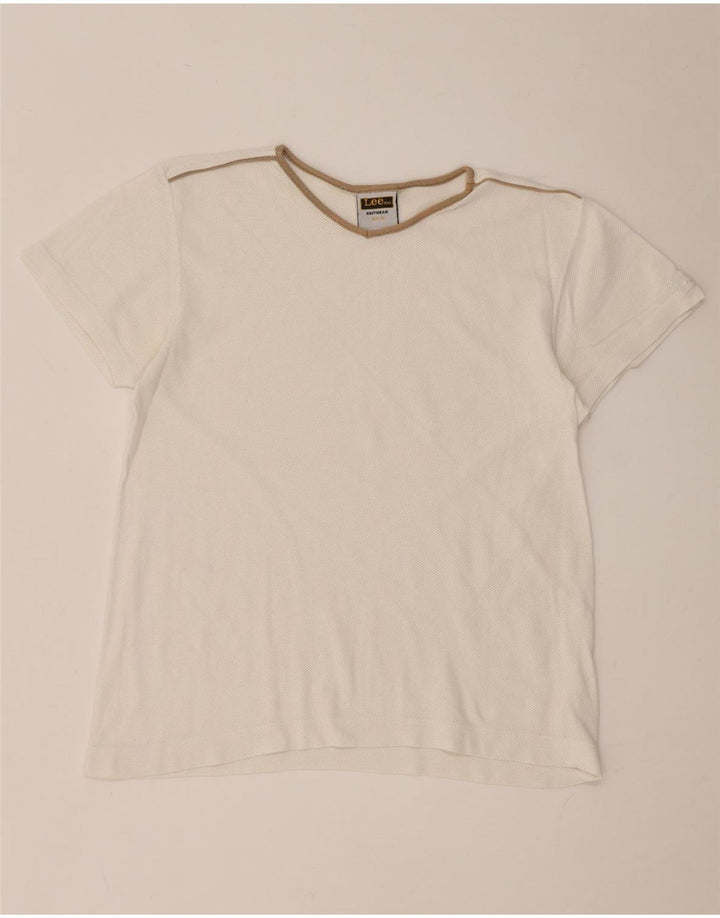 Lee Damen T-Shirt Top UK 14 Mittelweiße Baumwolle