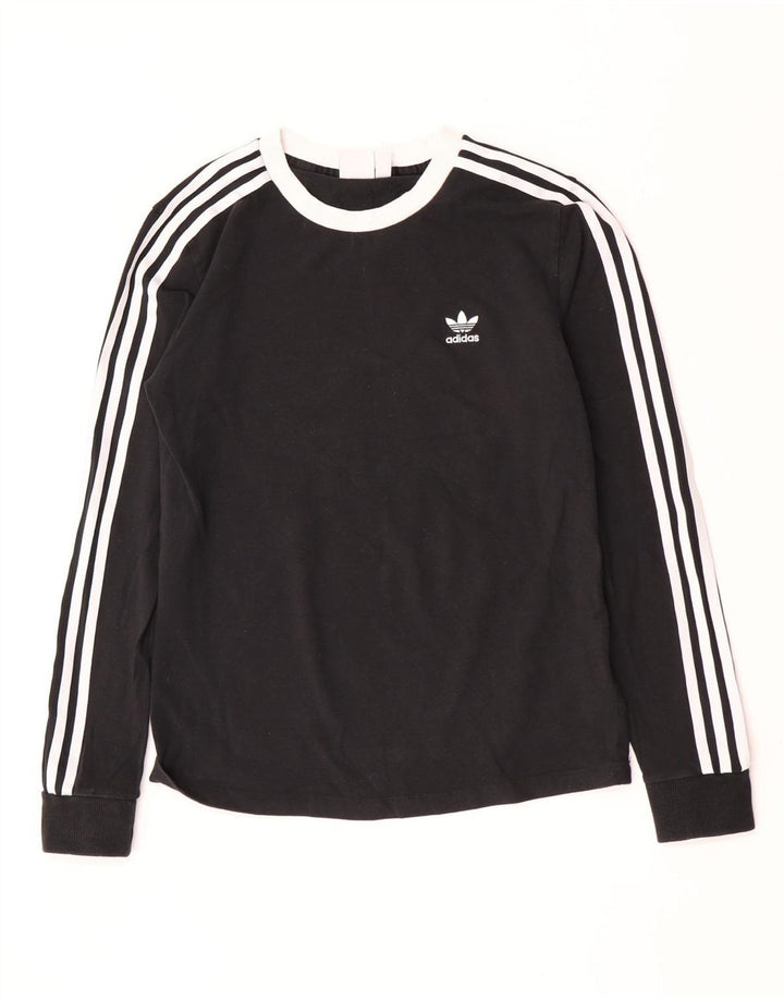 Adidas Damen Top Langarm UK 10 Small Schwarz Baumwolle