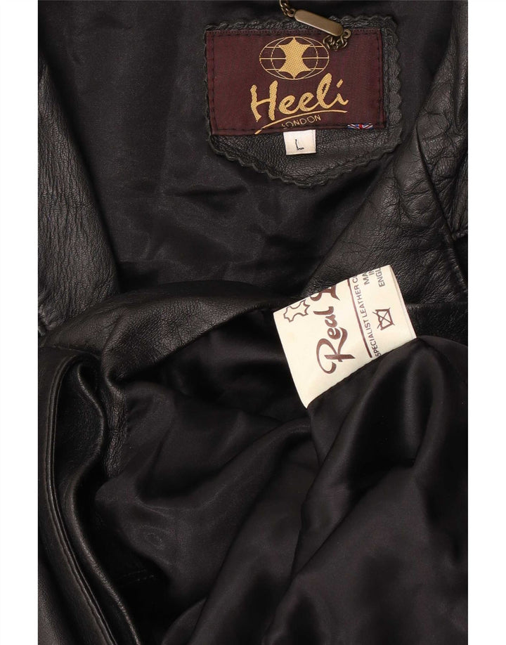 Heeli Herren Ledermantel UK 40 Large Schwarz