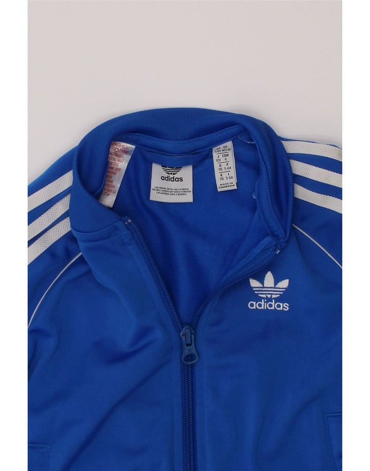 ADIDAS Jungen-Trainingsanzug, Top-Jacke, 5–6 Jahre, blaues Polyester