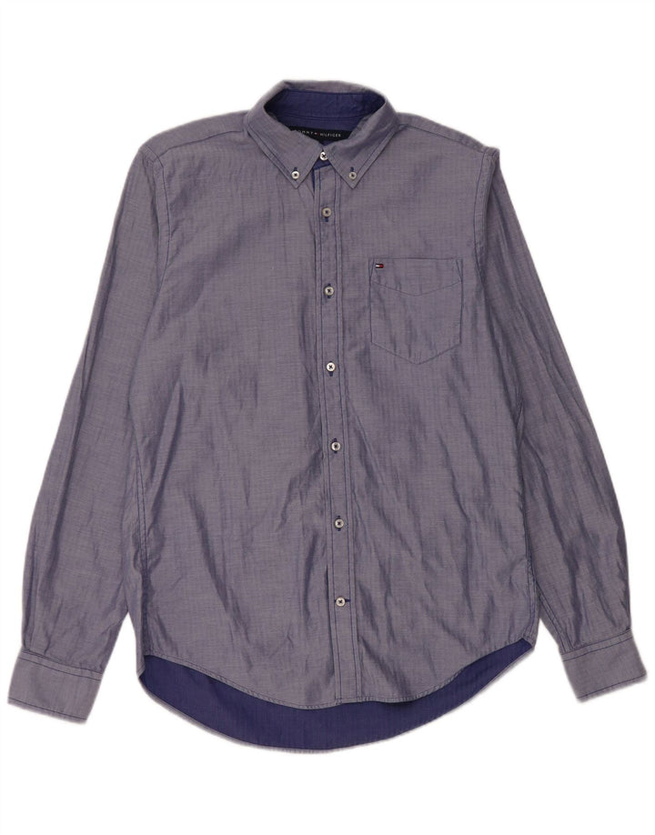 Tommy Hilfiger Herren-Hemd mit individueller Passform, klein, aus blauer Baumwolle