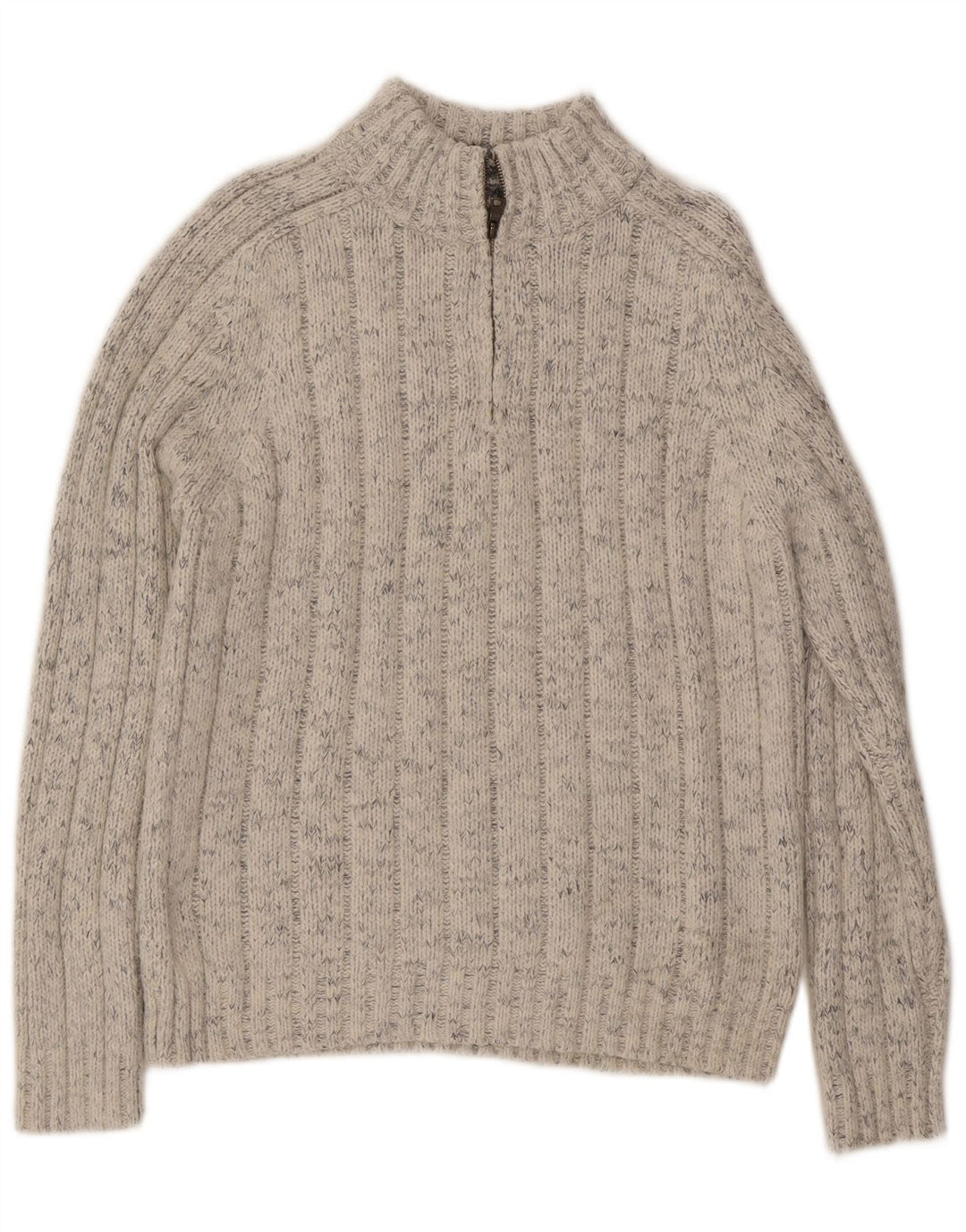 Marks & Spencer Herren-Pullover mit Reißverschluss am Hals, mittelbeigefarbenes Acryl