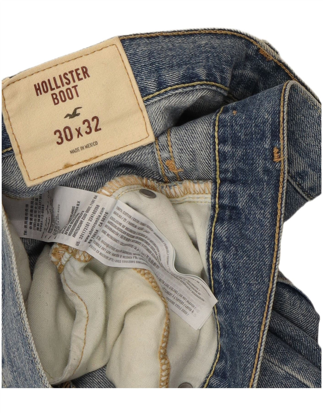 Hollister Damen Bootcut Jeans W30 L32 Blaue Baumwolle