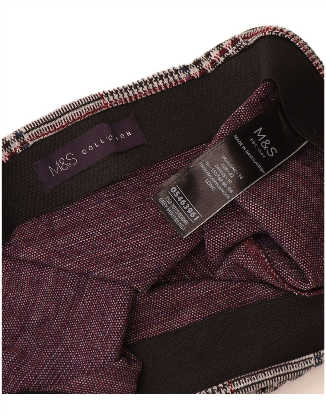 Gerader Damenrock von Marks & Spencer UK 14 Large W32 Grau kariertes Polyester
