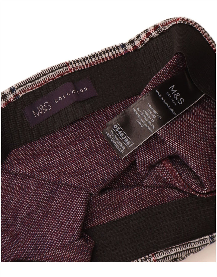 Gerader Damenrock von Marks & Spencer UK 14 Large W32 Grau kariertes Polyester
