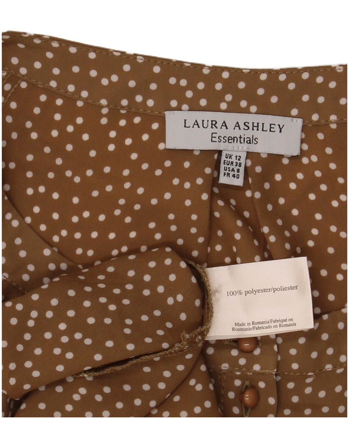 Laura Ashley Damen Hemdbluse UK 12 Mittelbraun gepunktetes Polyester
