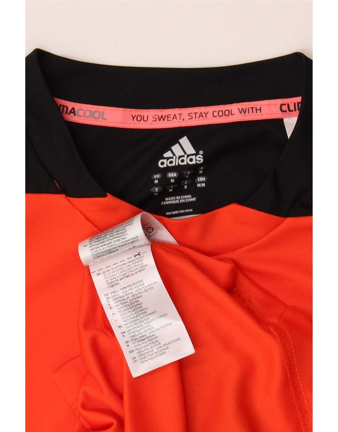Adidas Herren Climacool T-Shirt-Oberteil Mittelorangefarbenes Farbblock-Polyester
