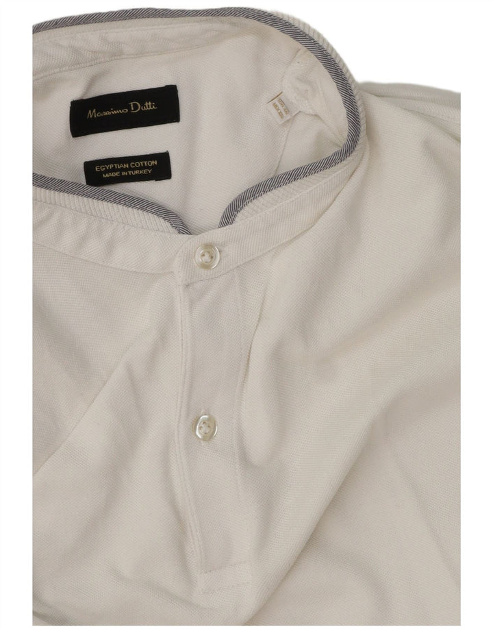 Massimo Dutti Herren Poloshirt 2XL Weiße Baumwolle