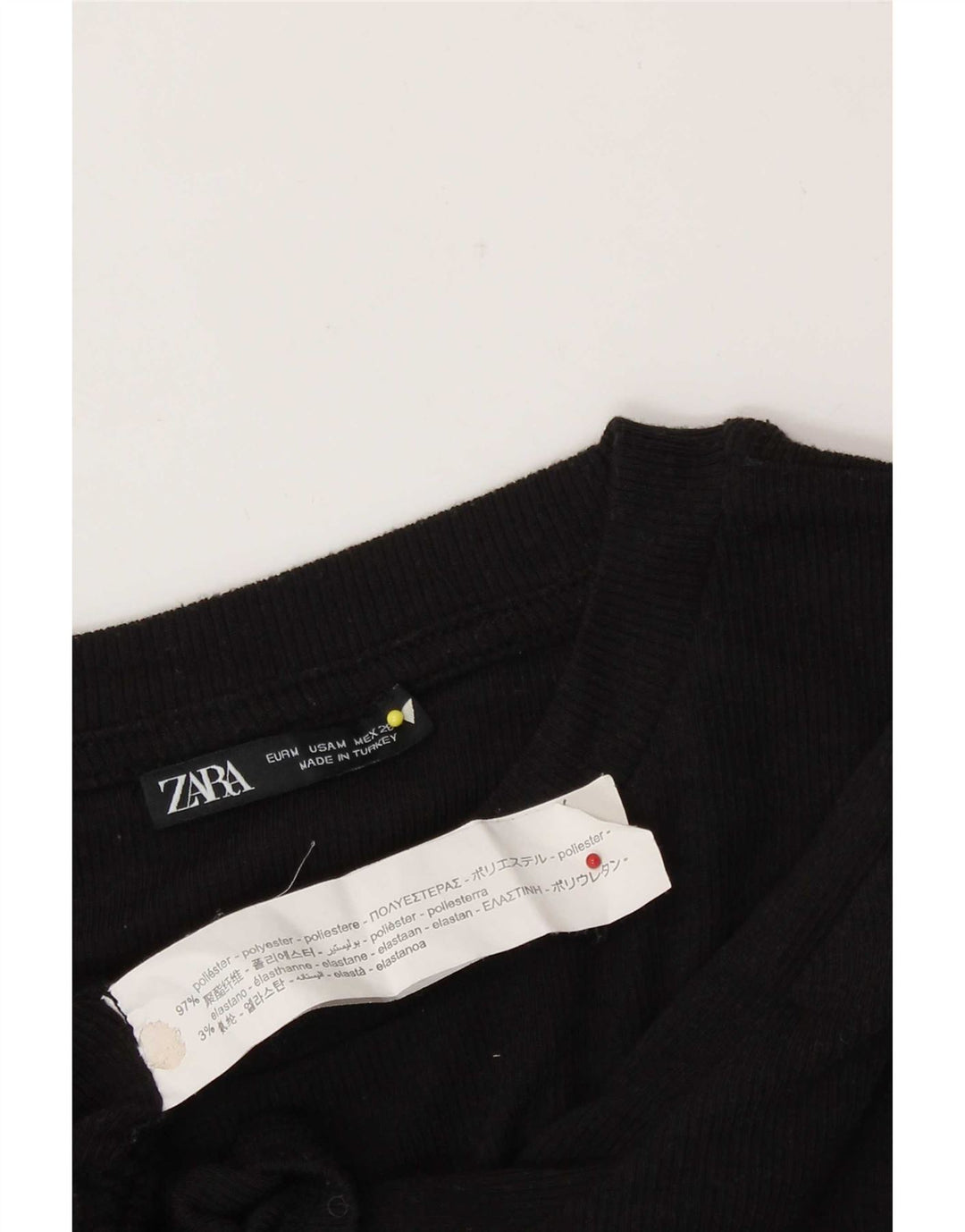 Zara Damen Crop Bluse Top UK 12 Medium Schwarz Polyester