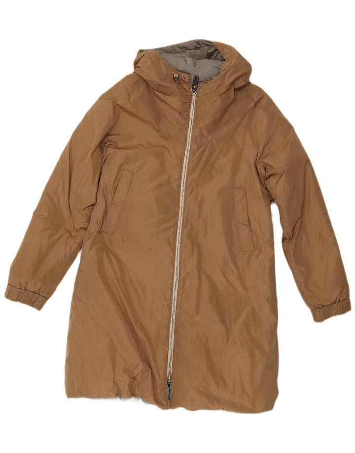 Max Mara Damen-Umkehrmantel mit Kapuze, wattiert, Gr. 10, Beige, Polyamid