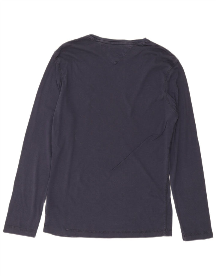 TOMMY HILFIGER Herren-Oberteil, langärmelig, mittelmarineblaue Baumwolle