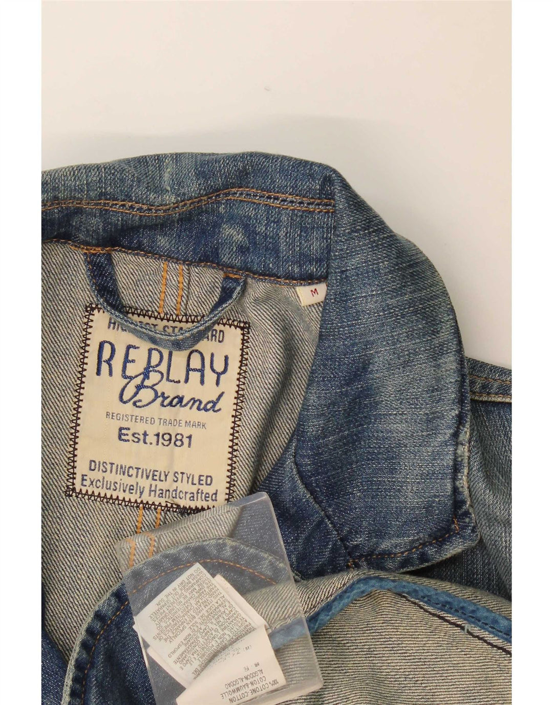 Replay Herren-Denim-Blazer mit 3 Knöpfen, UK 38, mittelblaue Baumwolle