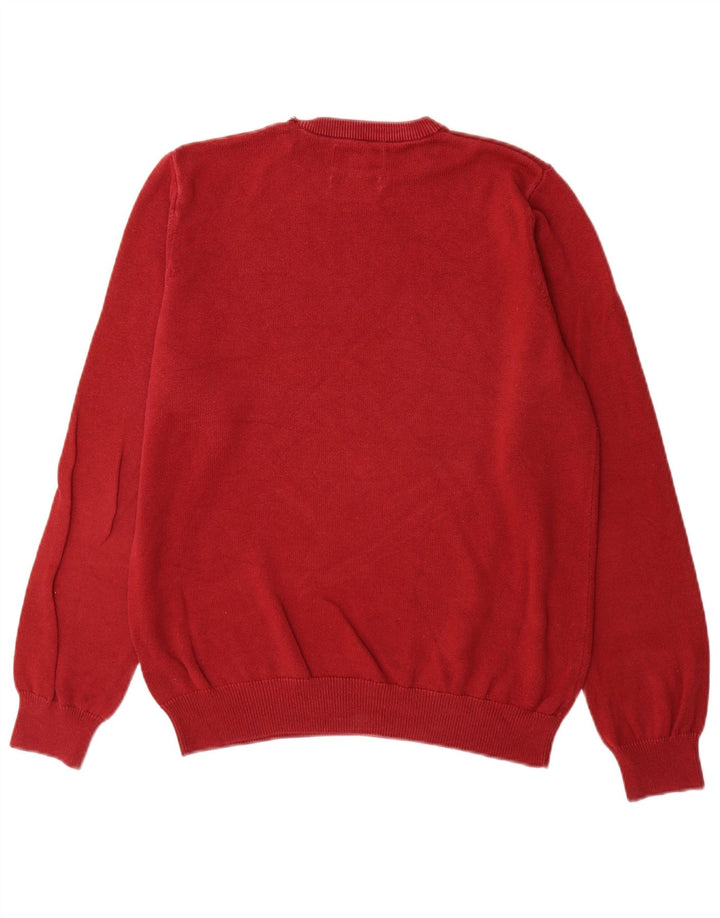 Marks & Spencer Herren-Pullover mit Rundhalsausschnitt, mittelrote Baumwolle