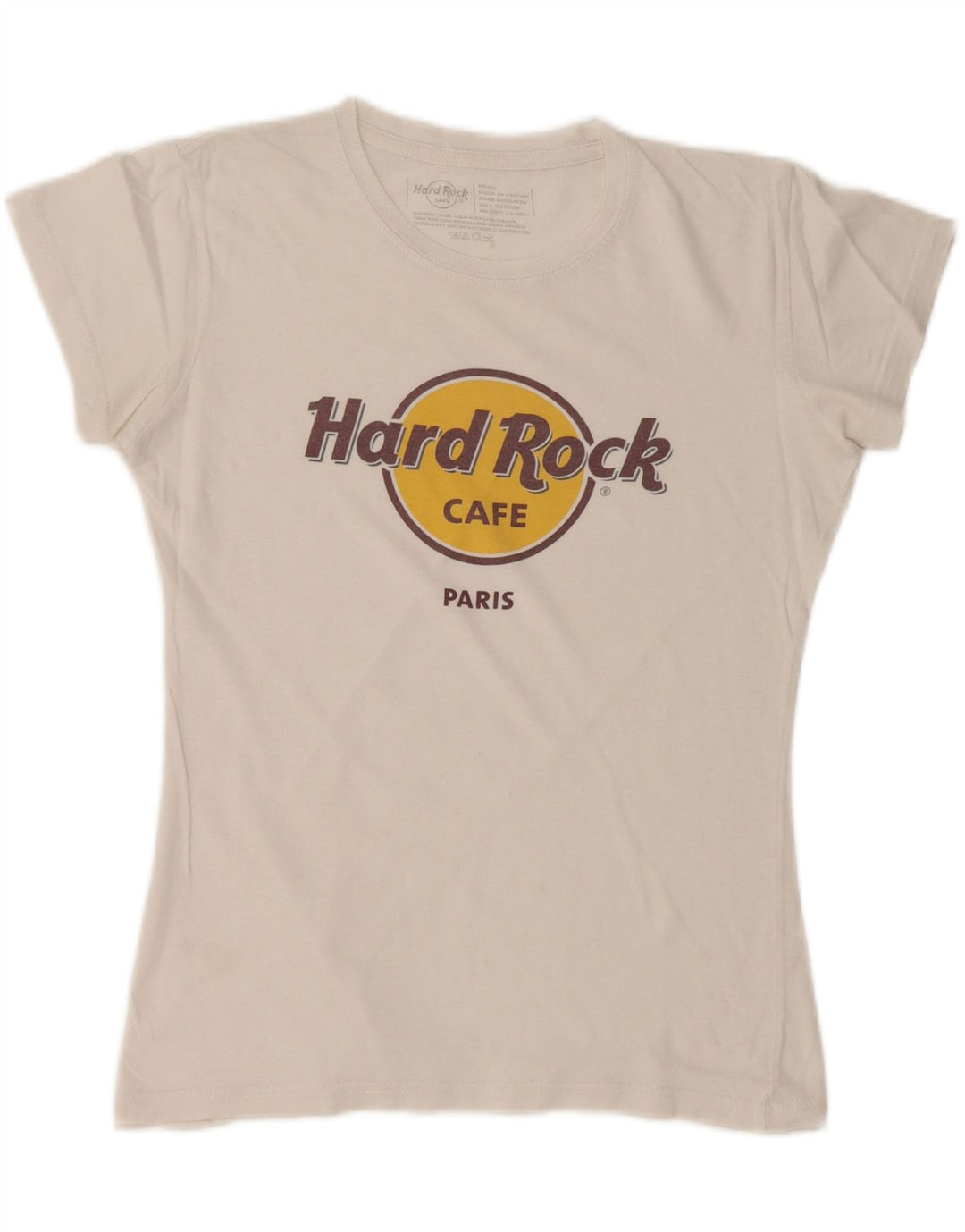 HARD ROCK CAFE Damen Paris Graphic T-Shirt Top UK 10 Small Weiße Baumwolle