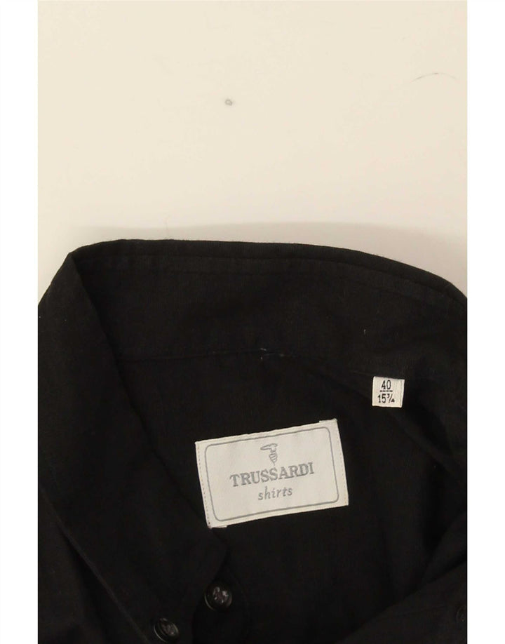 Trussardi Herren Kurzarmhemd Größe 40 151/2 Medium Schwarz