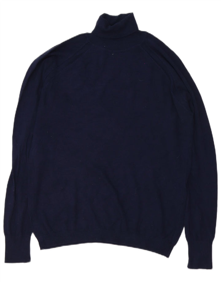 Rollkragenpullover für Herren von Zara, groß, marineblaue Viskose