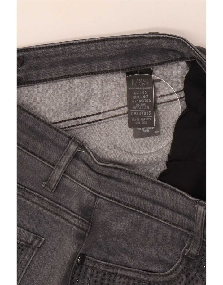 Marks & Spencer Damen Straight Jeans UK 12 Medium W30 L29 Grau Baumwolle