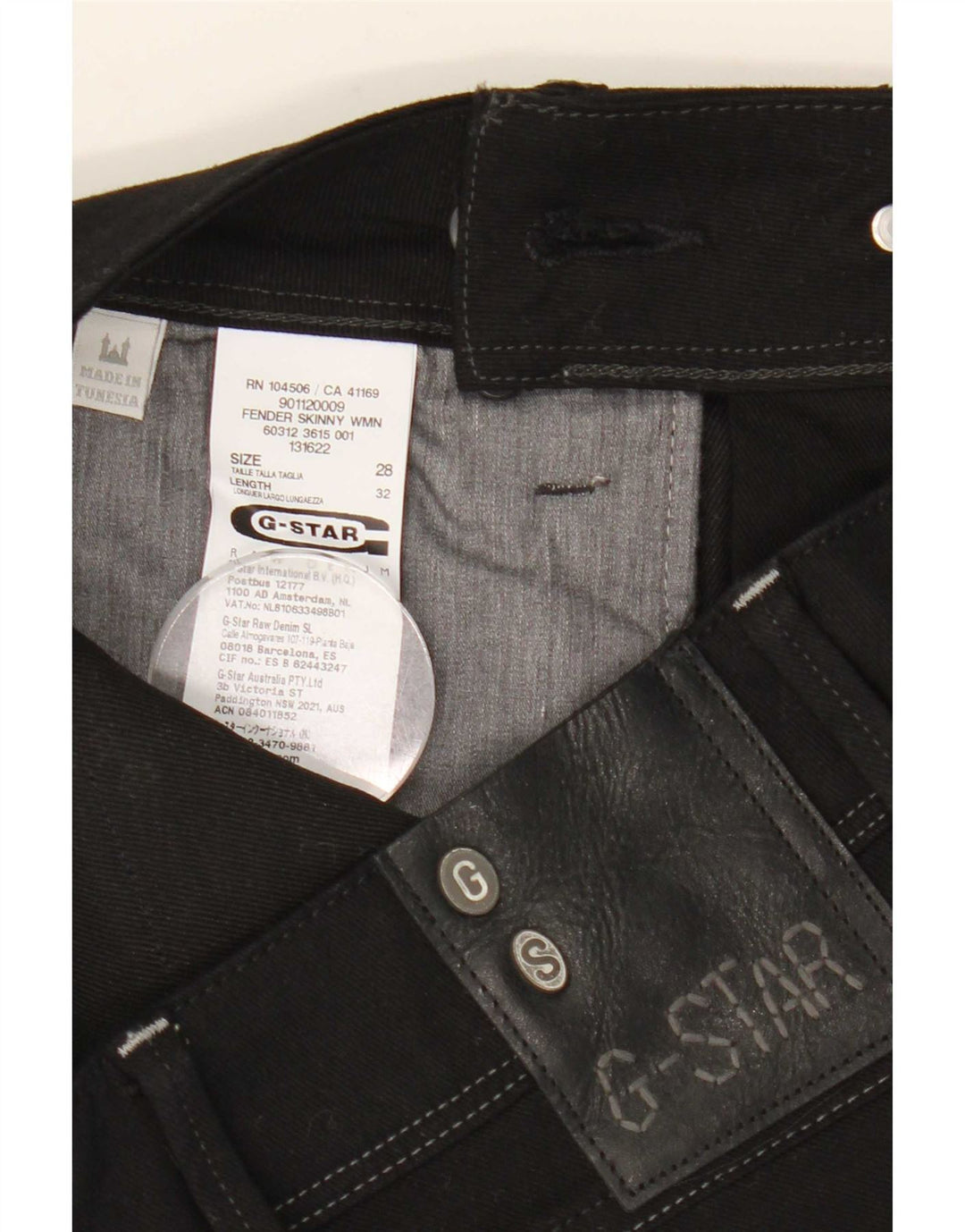 G-Star Damen 3301 Skinny Jeans W28 L29 Schwarz Polyester