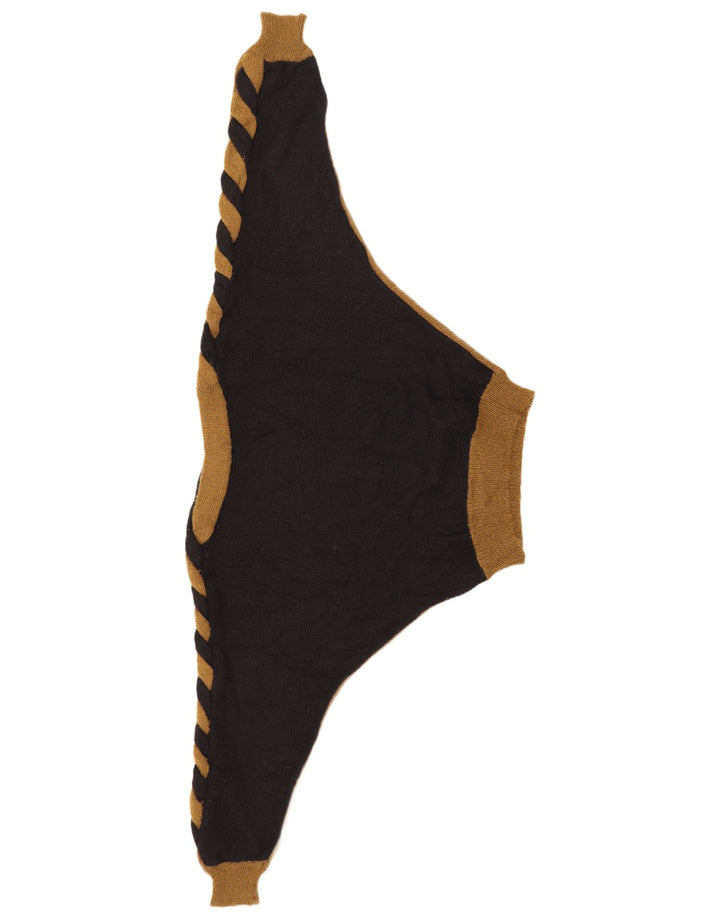 VINTAGE Damen-Pullover mit U-Boot-Ausschnitt, UK 14, Mittelschwarz, Farbblock