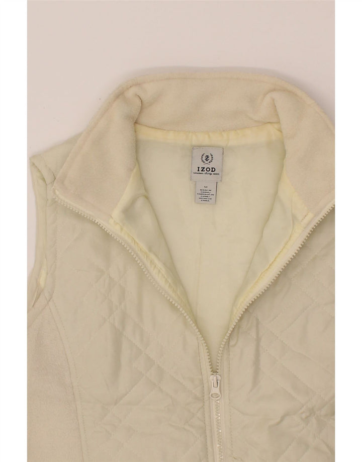 IZOD Womens Quilted Gilet UK 14 Medium Off White Polyester Vintage Izod and Second-Hand Izod from Messina Hembry 