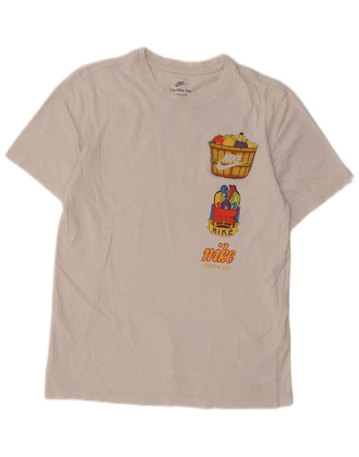 Nike Herren-T-Shirt mit Grafik, Größe S, weiße Baumwolle