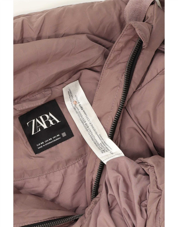Zara Damen-Kapuzen-Übergröße, wattierte Jacke, UK 6, XS, Lila, Polyester