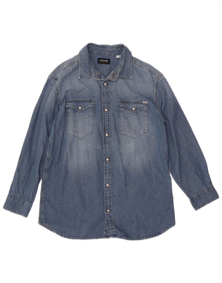 JACK & JONES Herren Jeanshemd XL Blaue Baumwolle