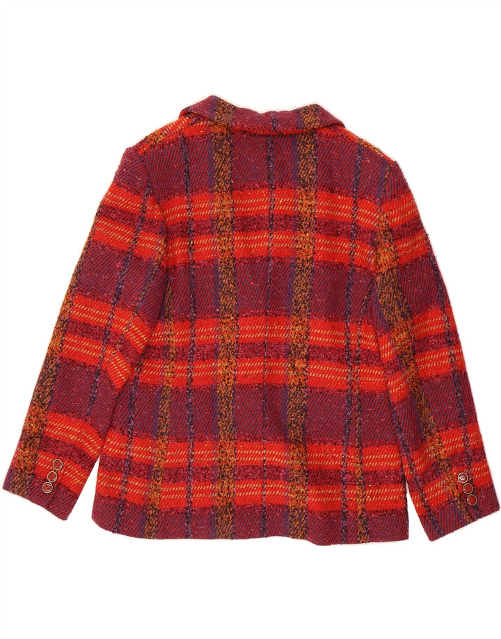 YOUR SIXTH SENSE Womens 3 Button Blazer Jacket UK 18 XL  Red Check Acrylic Vintage Your Sixth Sense and Second-Hand Your Sixth Sense from Messina Hembry 