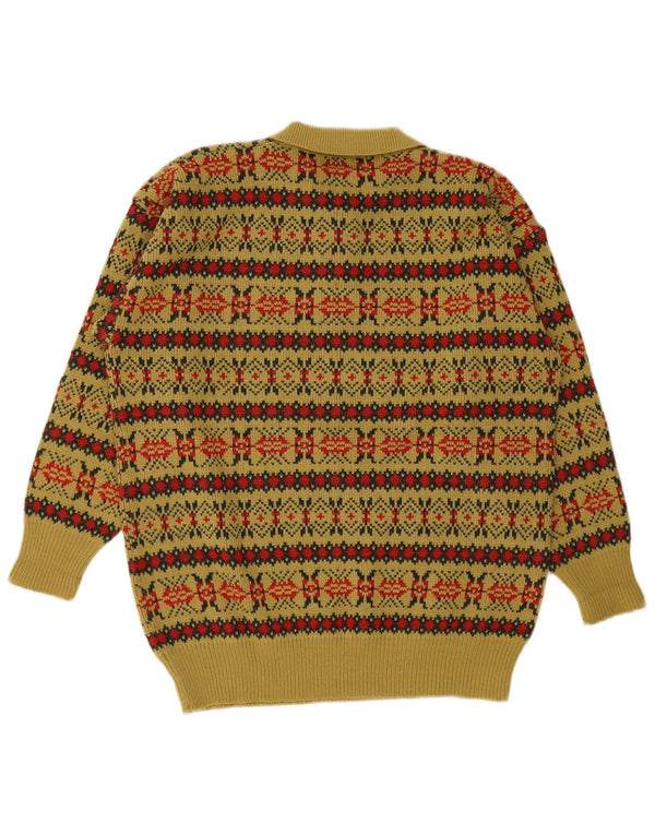 Vintage Damen Rollkragenpullover Pullover UK 16 Large Green Fair Isle