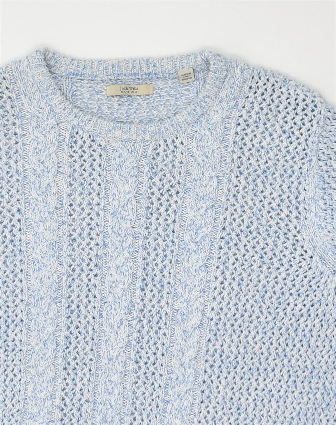JACK WILLS Womens See Through Crew Neck Jumper Sweater UK 14 Large  Blue | Vintage Jack Wills | Thrift | Second-Hand Jack Wills | Used Clothing | Messina Hembry 
