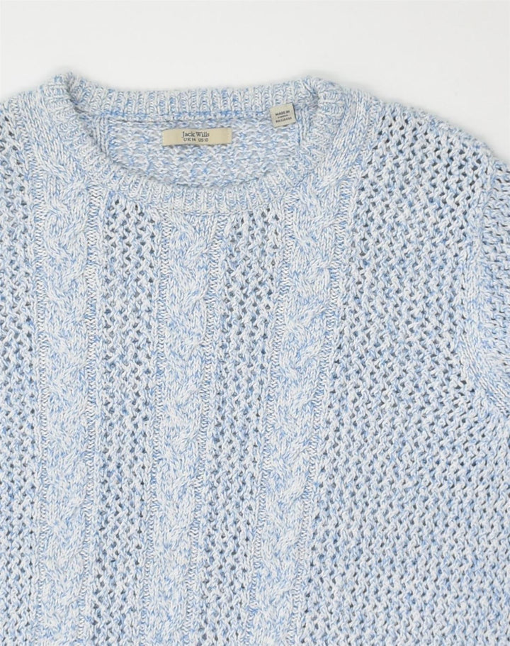 JACK WILLS Womens See Through Crew Neck Jumper Sweater UK 14 Large  Blue | Vintage Jack Wills | Thrift | Second-Hand Jack Wills | Used Clothing | Messina Hembry 
