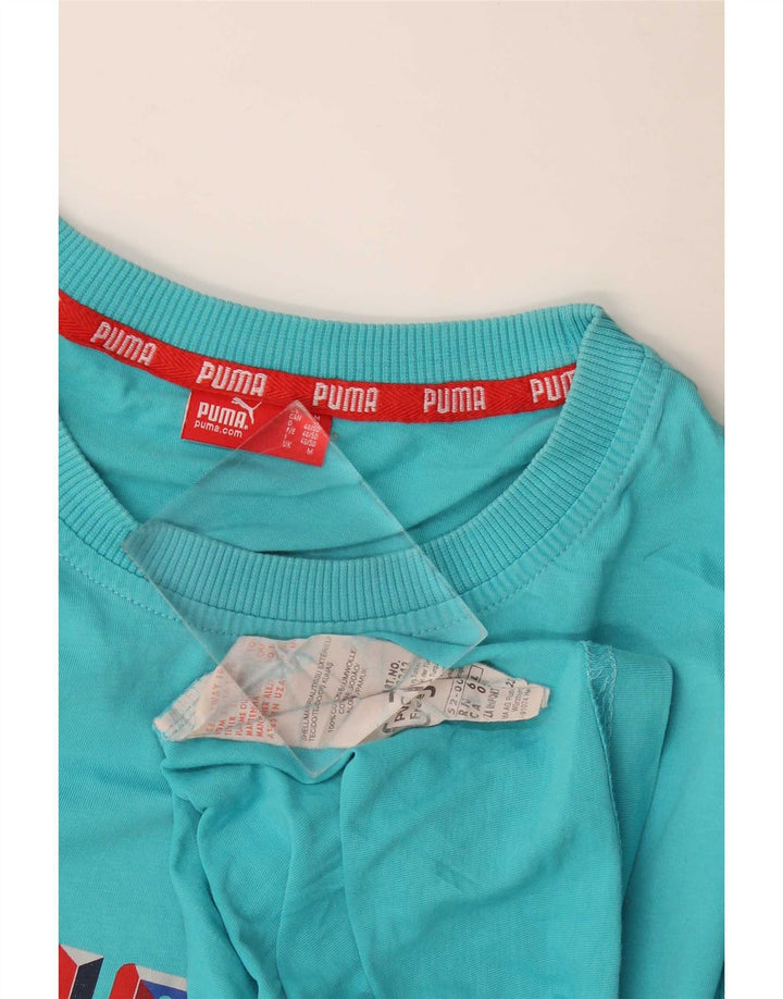 Puma Herren Grafik-T-Shirt-Oberteil aus mittelblauer Baumwolle