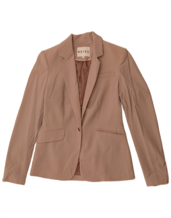 Reiss Damen 1-Knopf-Blazerjacke UK 6 XS Beige Wolle