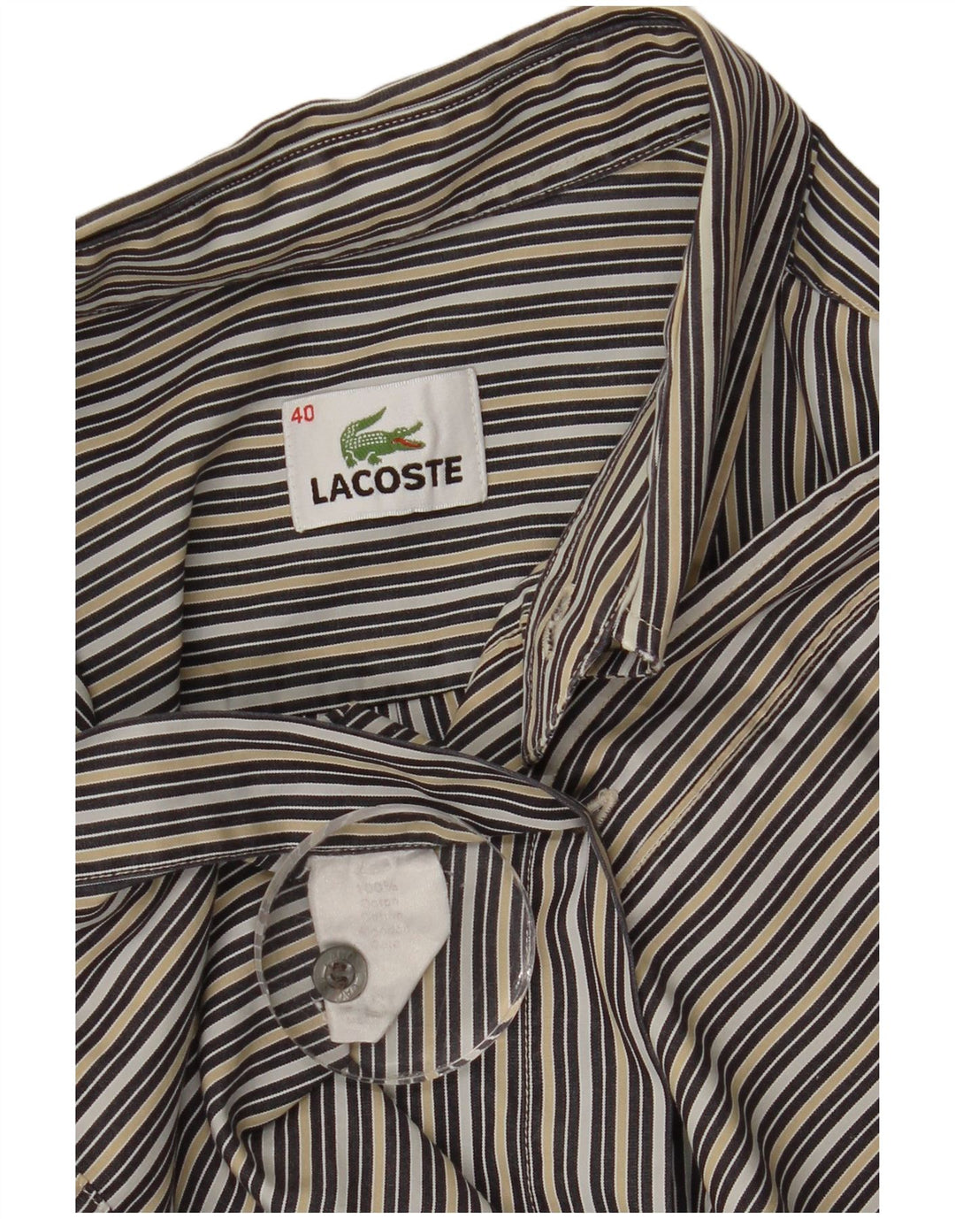 Lacoste Herrenhemd Größe 40 Medium Mehrfarbige Nadelstreifen-Baumwolle