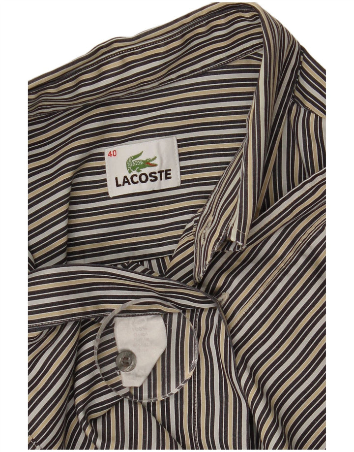 Lacoste Herrenhemd Größe 40 Medium Mehrfarbige Nadelstreifen-Baumwolle