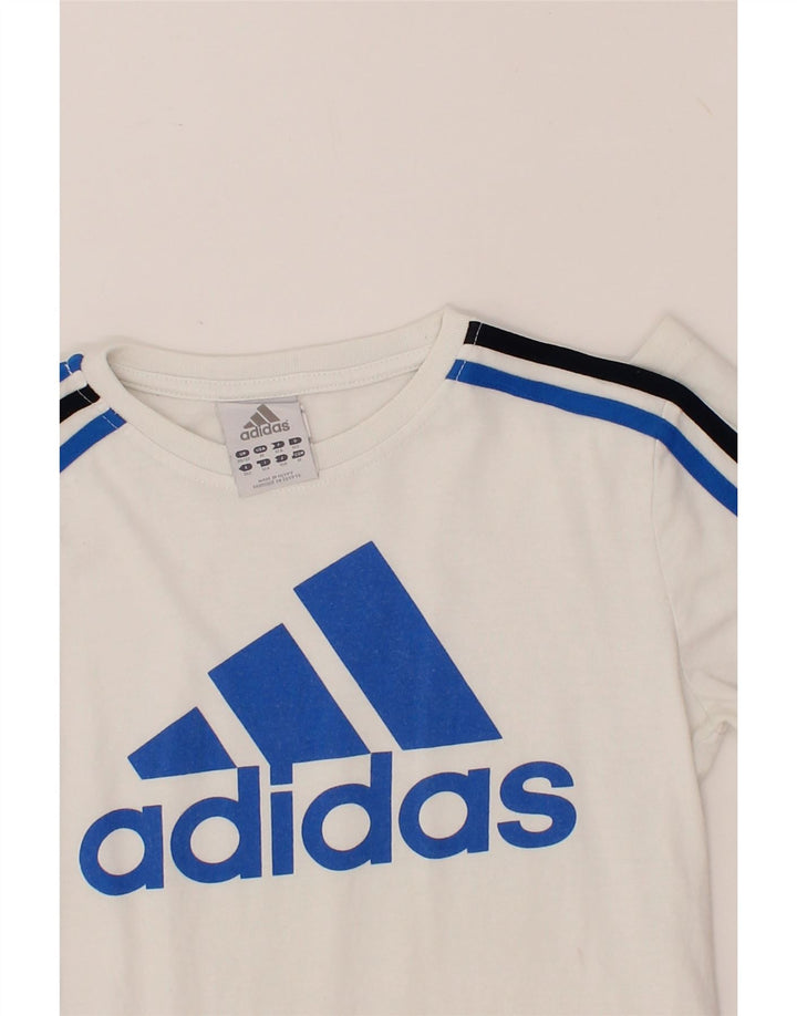 ADIDAS Boys Graphic Top Long Sleeve 11-12 Years White Cotton Vintage Adidas and Second-Hand Adidas from Messina Hembry 