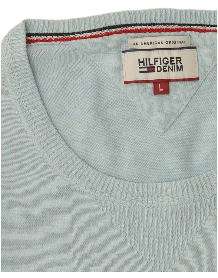 Tommy Hilfiger Herren-Pullover mit Rundhalsausschnitt, Größe L, Blau