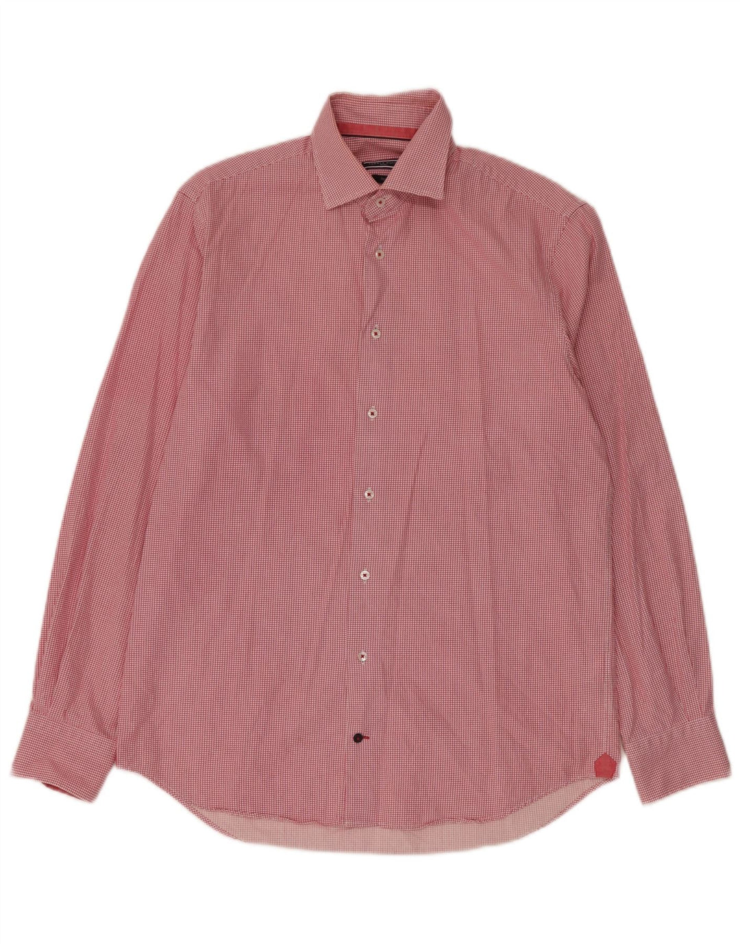 Maßgeschneidertes Herrenhemd von Tommy Hilfiger, Größe 39 15 1/2 Mittelroter Hahnentrittmuster