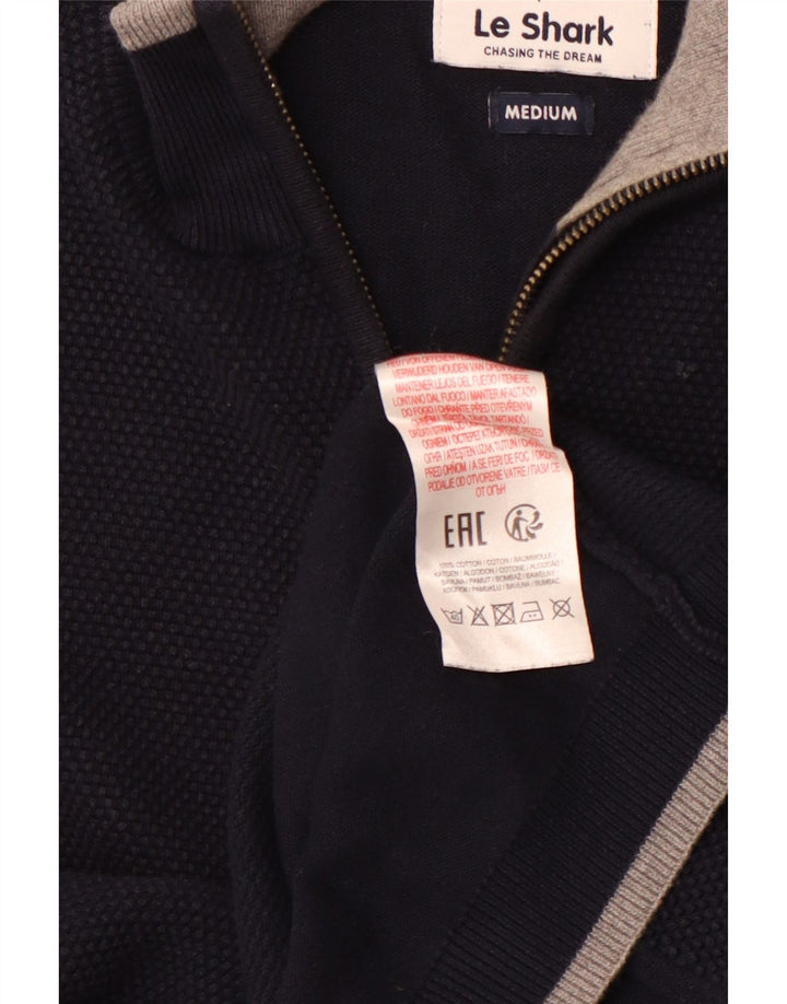LE SHARK Herren-Pullover mit Reißverschluss am Hals, mittelmarineblaue Baumwolle