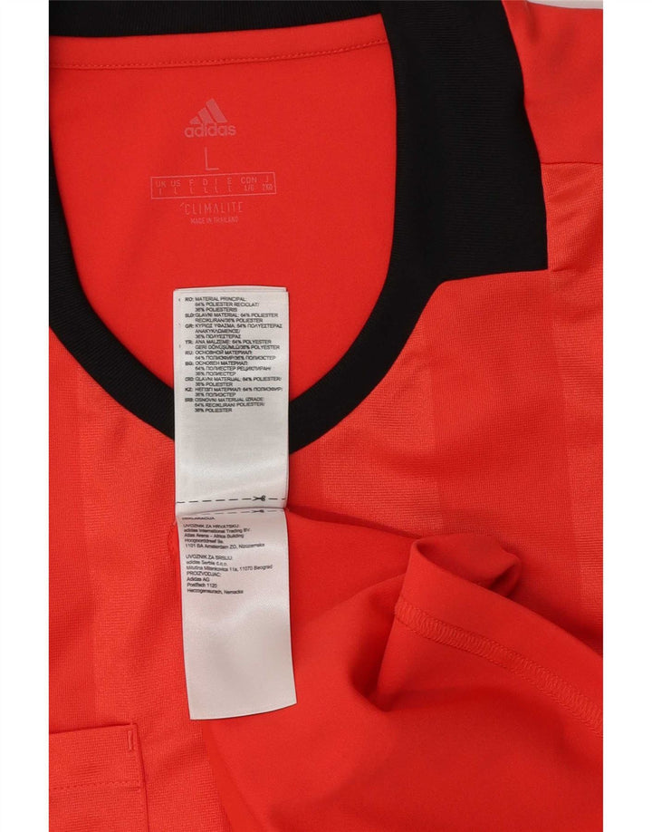 Adidas Herren T-Shirt Top Large Rot Colourblock Polyester