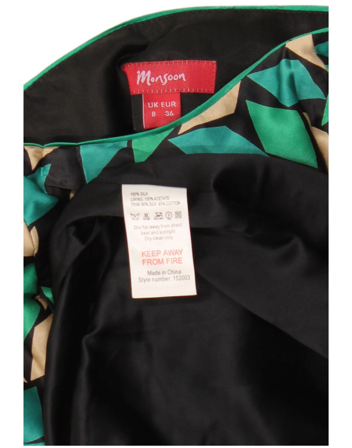 Trägerloses Damenkleid von Monsoon, Größe S, Schwarz, geometrisch, Seide