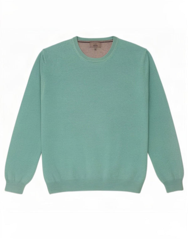 Marks & Spencer Herren-Pullover mit U-Boot-Ausschnitt, reguläre Passform, XL, grüne Baumwolle