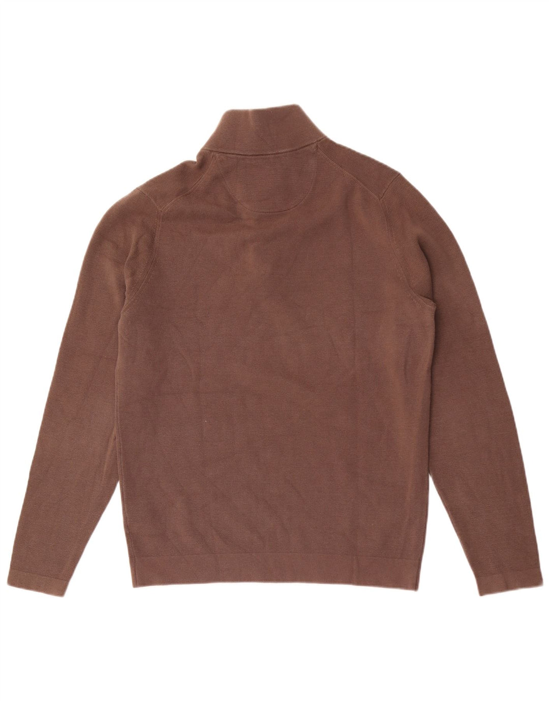 Massimo Dutti Herren-Pullover mit Reißverschluss am Hals, große braune Baumwolle