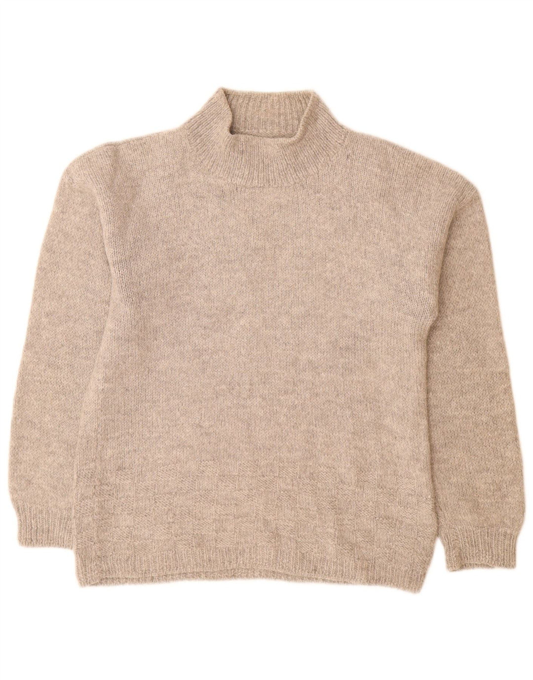 Vintage Damen Rollkragenpullover Pullover UK 14 Groß Grau meliert
