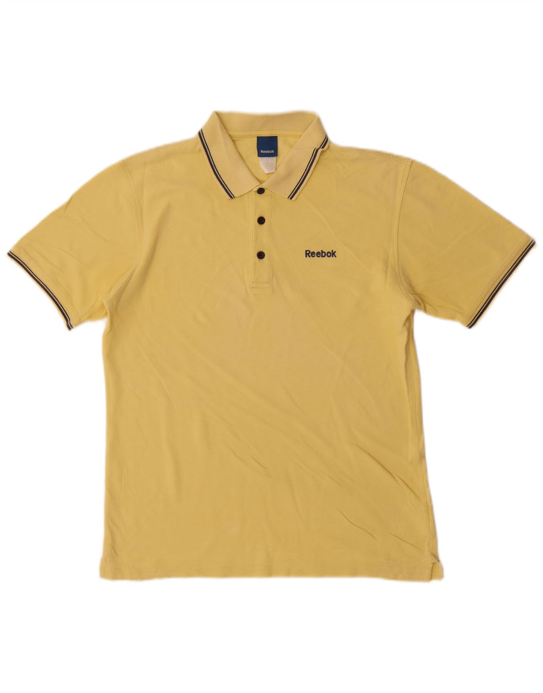 Reebok Herren-Poloshirt, klein, gelb gestreift, Baumwolle