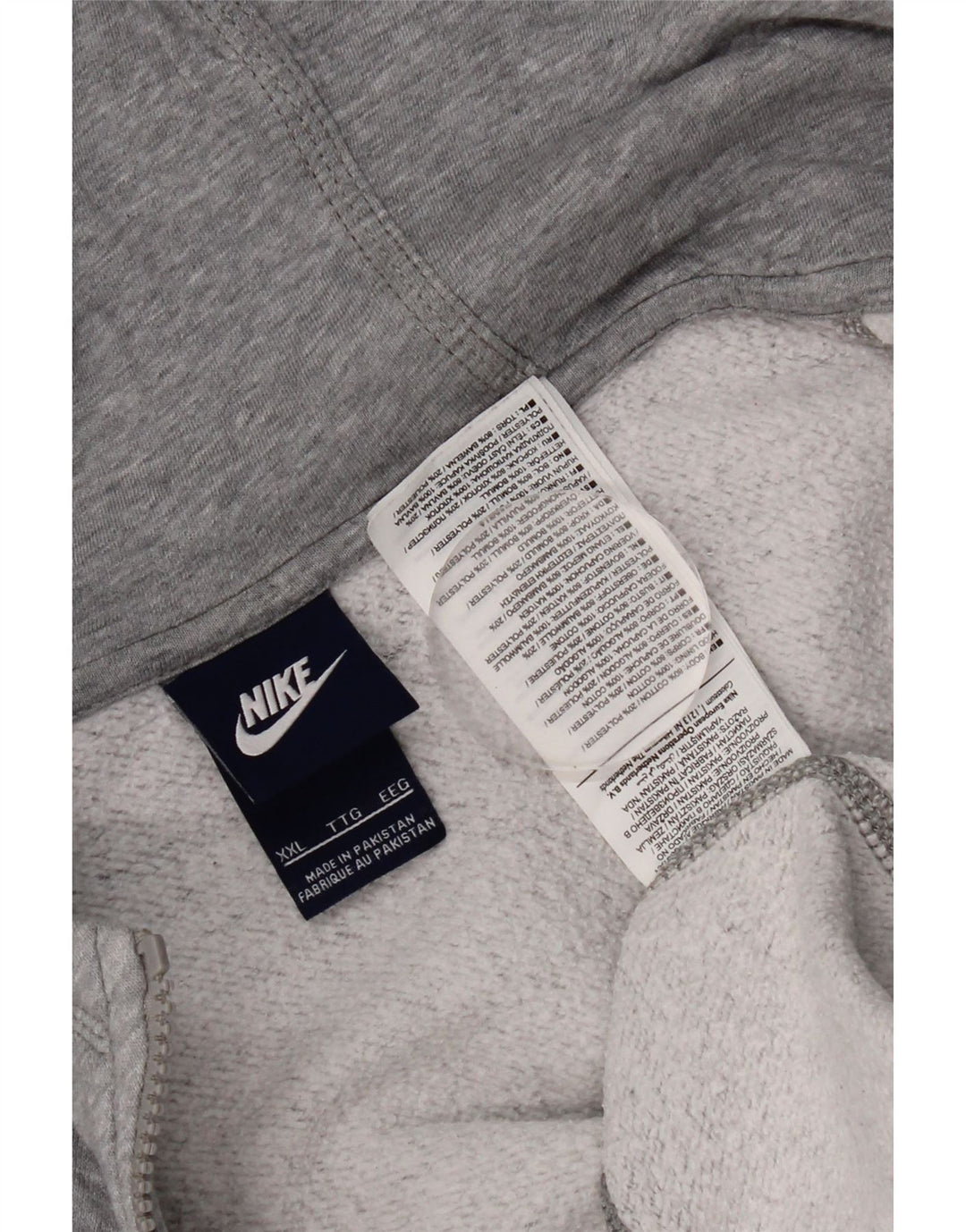 Nike Herren-Kapuzenpullover mit Reißverschluss, 2XL, graue Baumwolle