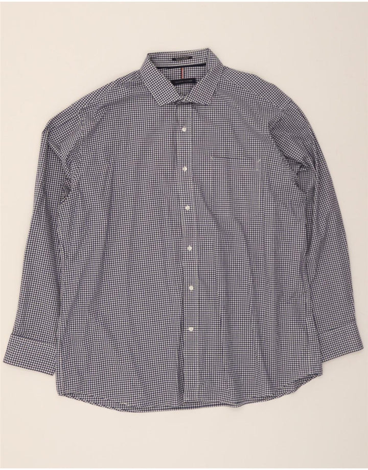 TOMMY HILFIGER Mens Regular Fit Shirt Size 18 1/2 2XL Navy Blue Check Vintage Tommy Hilfiger and Second-Hand Tommy Hilfiger from Messina Hembry 